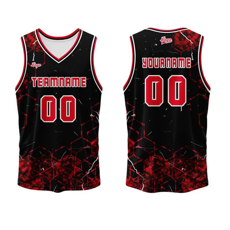 Custom Red Basketball Jersey Uniform Suit Printed Your Logo Name Number