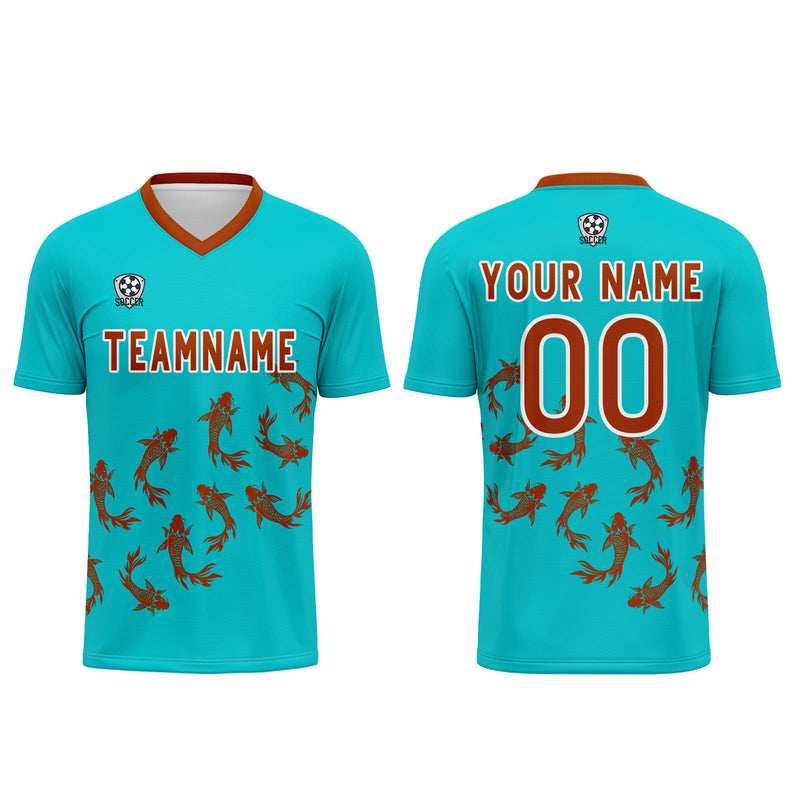 Custom Sunny Blue Jerseys for Men Women Personalized Soccer Uniforms for Adult and Kid