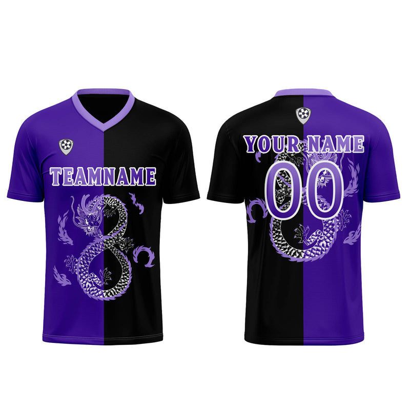 Custom Purple Black Soccer Jerseys for Men Women Personalized Soccer Uniforms for Adult and Kid