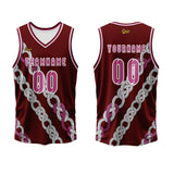 Custom Pink Red Basketball Jersey Uniform Suit Printed Your Logo Name Number