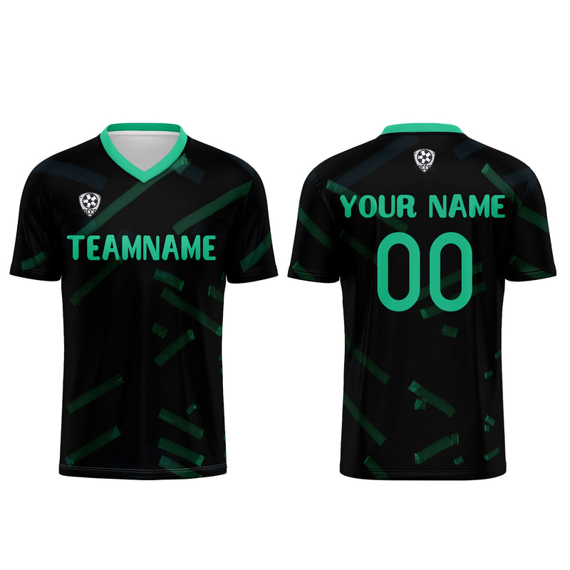 Custom Black Grass Green Jerseys for Men Women Personalized Soccer Uniforms for Adult and Kid