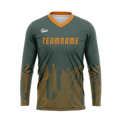 Custom Green Orange Basketball Soccer Football Shooting Long T-Shirt for Adults and Kids enthsush