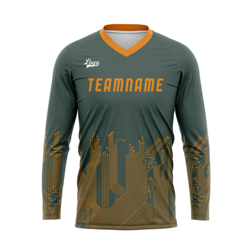 Custom Green Orange Basketball Soccer Football Shooting Long T-Shirt for Adults and Kids