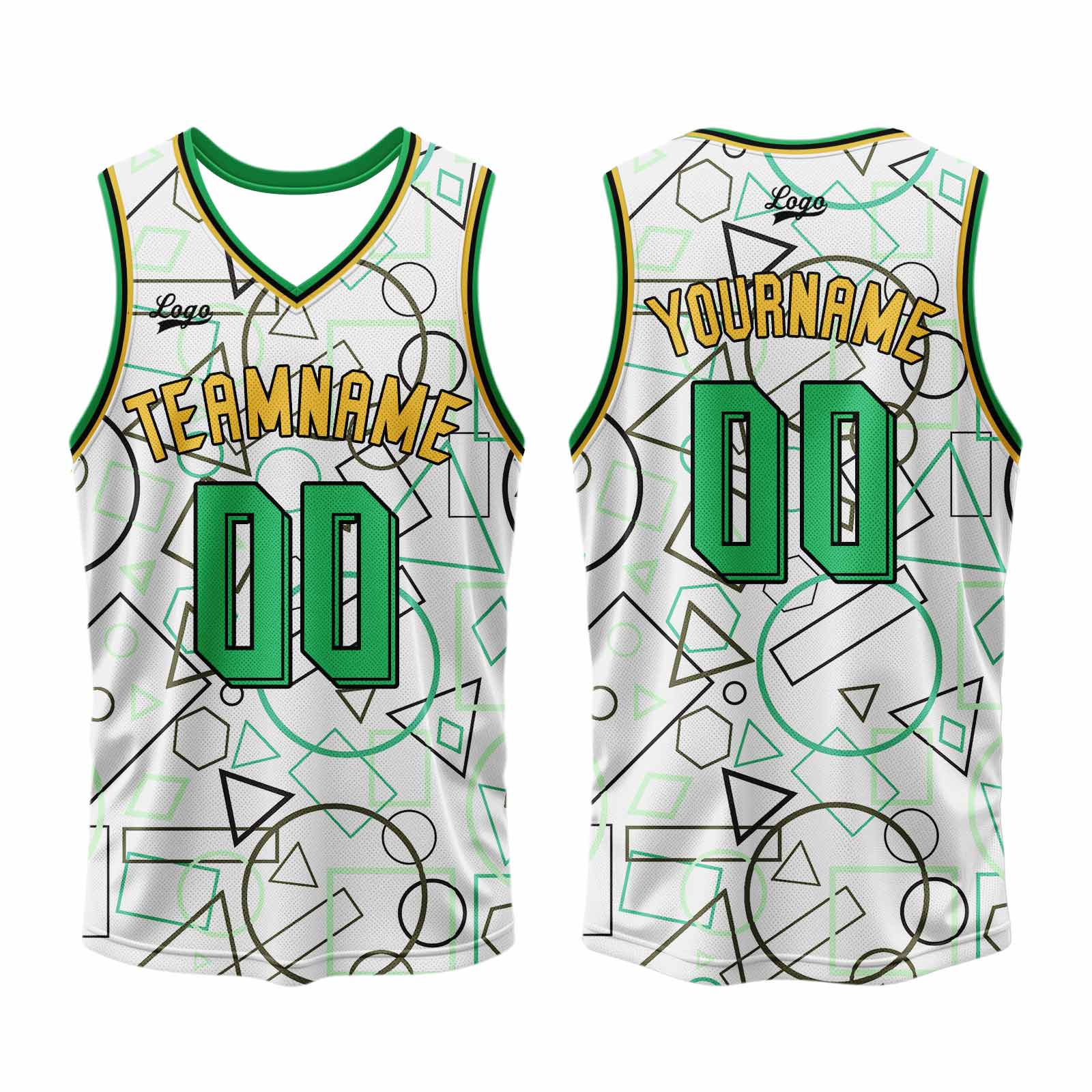 Custom White Green Basketball Jersey Uniform Suit Printed Your Logo Name Number enthsush