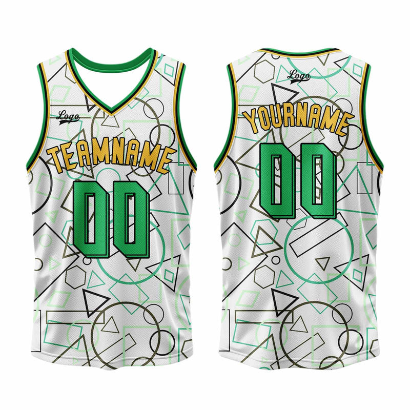 Custom White Green Basketball Jersey Uniform Suit Printed Your Logo Name Number
