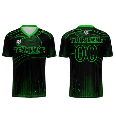 Custom Black Green Soccer Jerseys for Men Women Personalized Soccer Uniforms for Adult and Kid enthsush