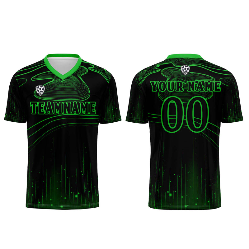 Custom Black Green Soccer Jerseys for Men Women Personalized Soccer Uniforms for Adult and Kid