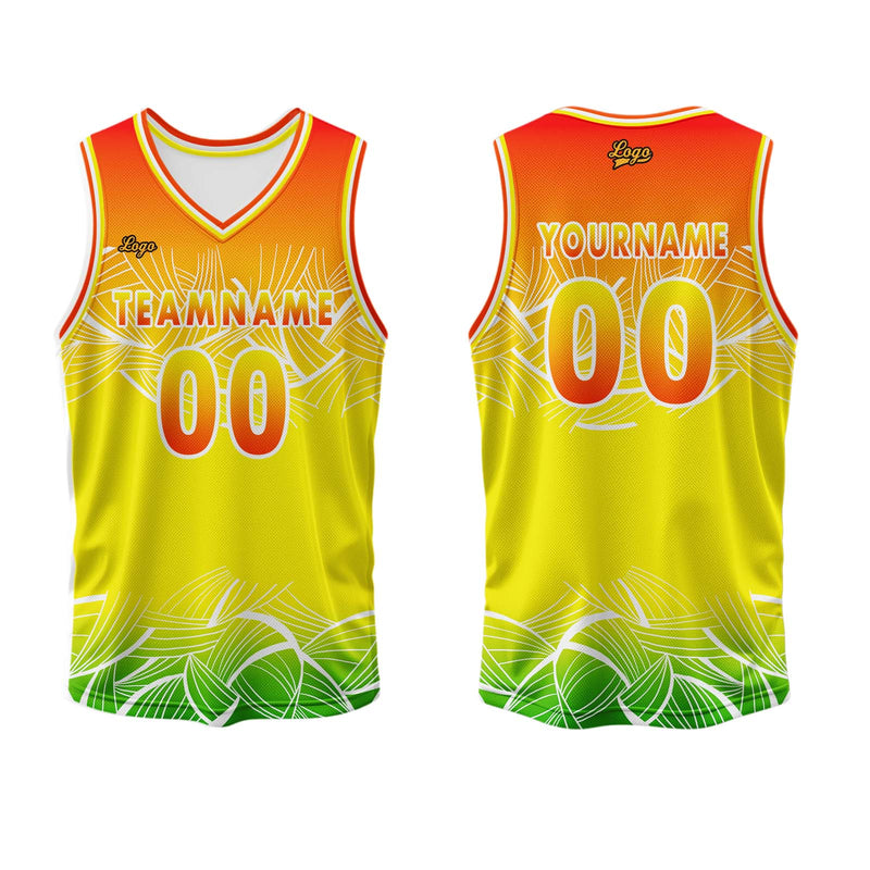 Custom Orange Yellow Basketball Jersey Uniform Suit Printed Your Logo Name Number
