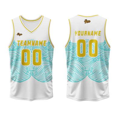 Custom White Blue Lemon Yellow Basketball Jersey Uniform Suit Printed Your Logo Name Number enthsush