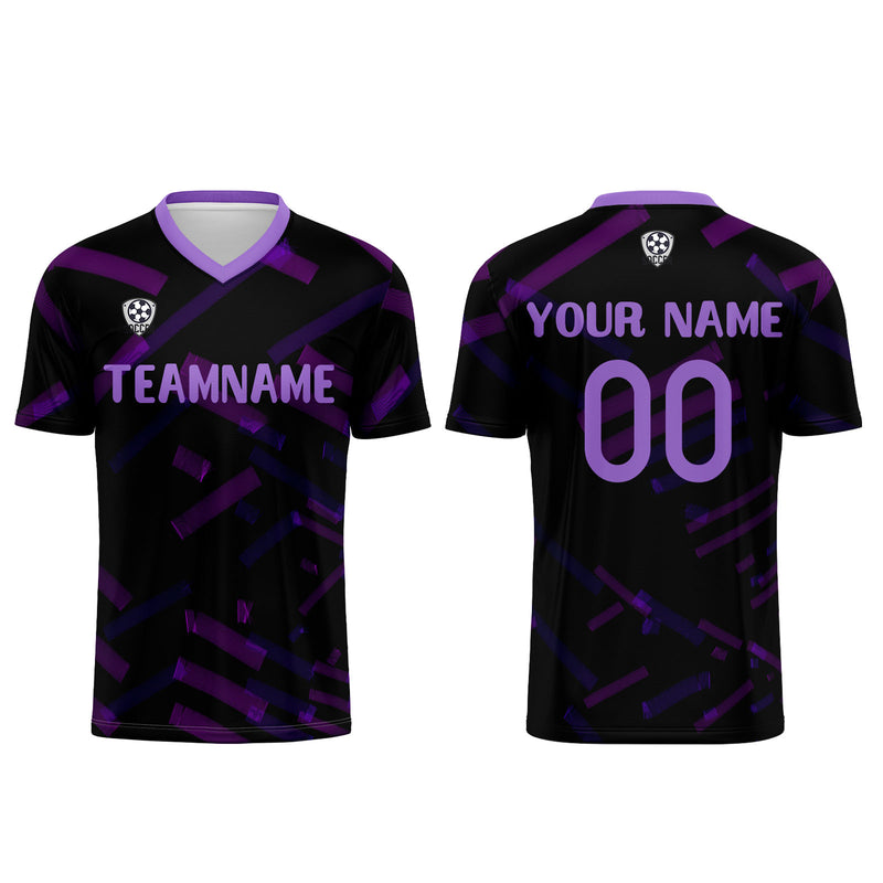 Custom Black Purple Jerseys for Men Women Personalized Soccer Uniforms for Adult and Kid