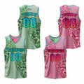 Custom Green Pink Reversible Basketball Suit for Adults and Kids Personalized Jersey enthsush