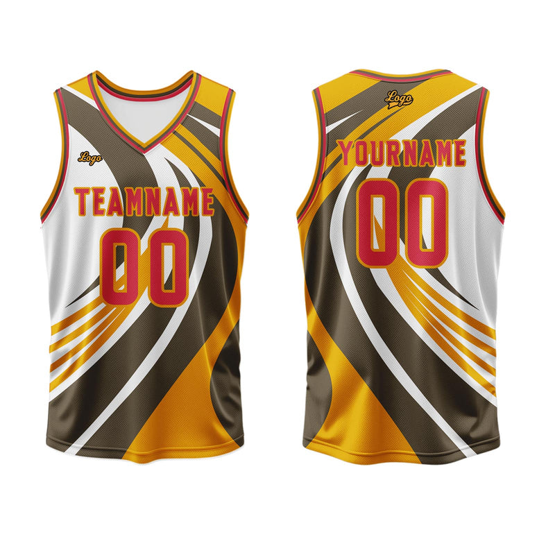 Custom Yellow Orange Basketball Jersey Uniform Suit Printed Your Logo Name Number