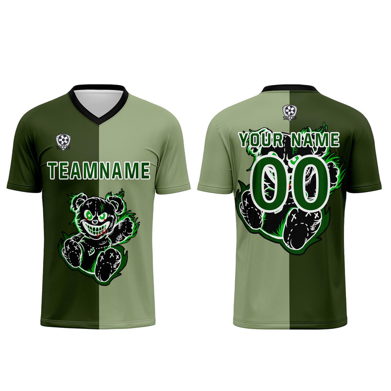 Custom Green Jerseys for Men Women Personalized Soccer Uniforms for Adult and Kid