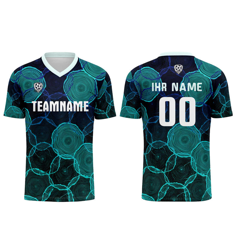 Custom Black Cyan Jerseys for Men Women Personalized Soccer Uniforms for Adult and Kid