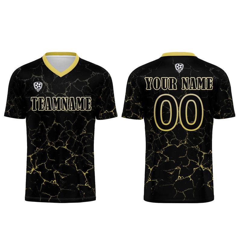 Custom Black Yellow Jerseys for Men Women Personalized Soccer Uniforms for Adult and Kid