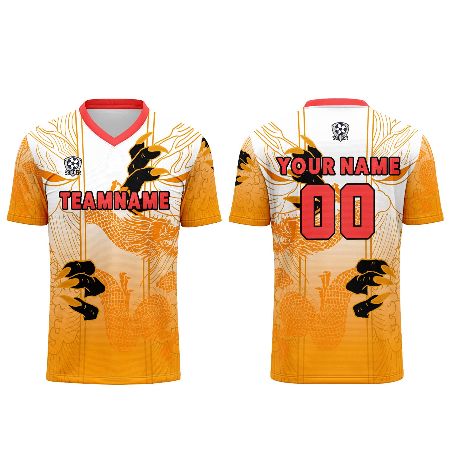 Custom Orange Red Jerseys for Men Women Personalized Soccer Uniforms for Adult and Kid enthsush