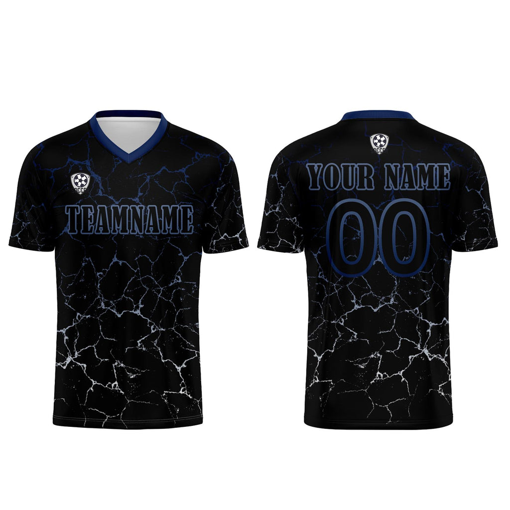 Custom Black Deepblue Jerseys for Men Women Personalized Soccer Uniforms for Adult and Kid enthsush
