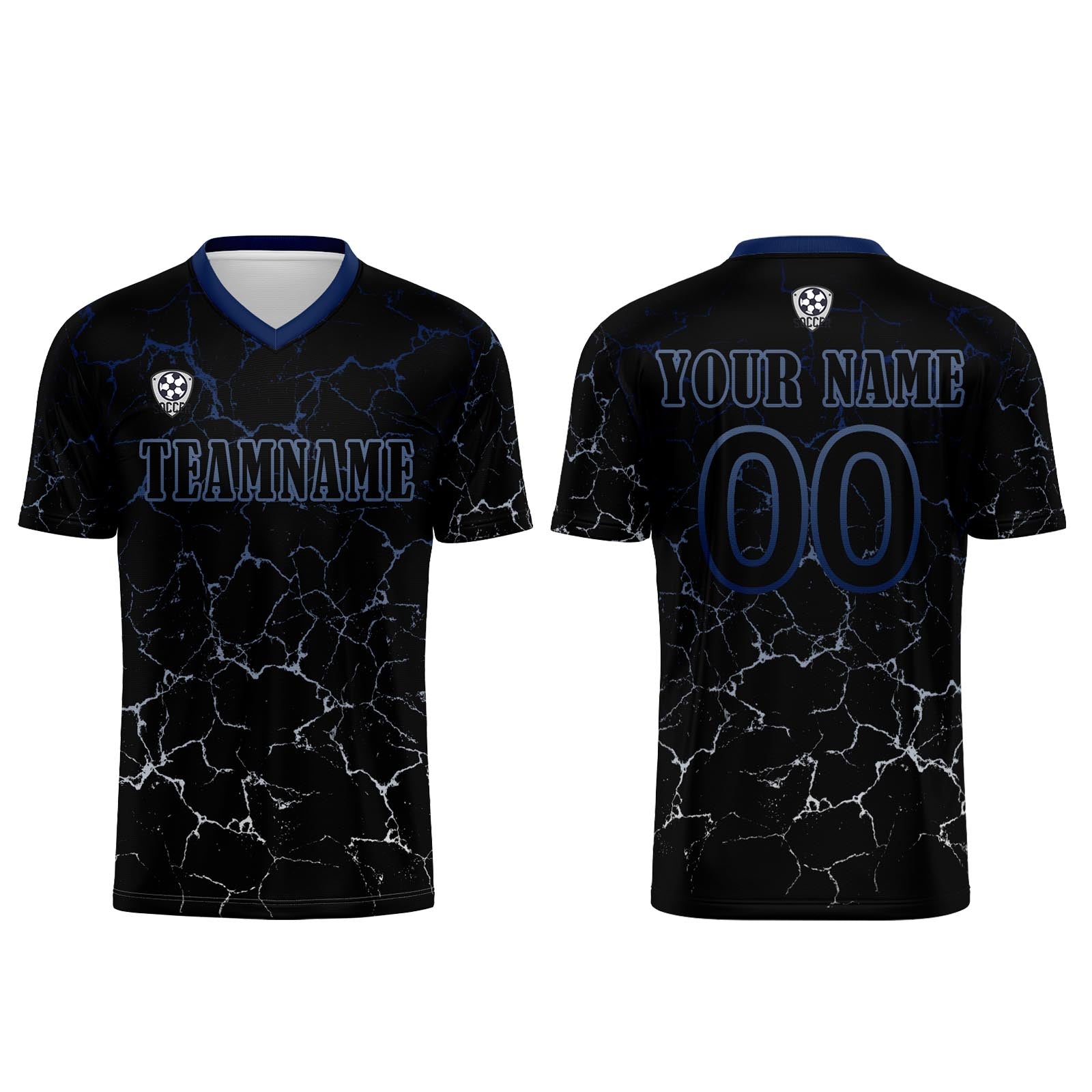 Custom Black Deepblue Jerseys for Men Women Personalized Soccer Uniforms for Adult and Kid enthsush
