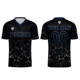 Custom Black Deepblue Jerseys for Men Women Personalized Soccer Uniforms for Adult and Kid