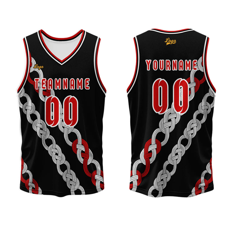 Custom Black Red Basketball Jersey Uniform Suit Printed Your Logo Name Number