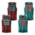 Custom Cyan Red Reversible Basketball Suit for Adults and Kids Personalized Jersey enthsush
