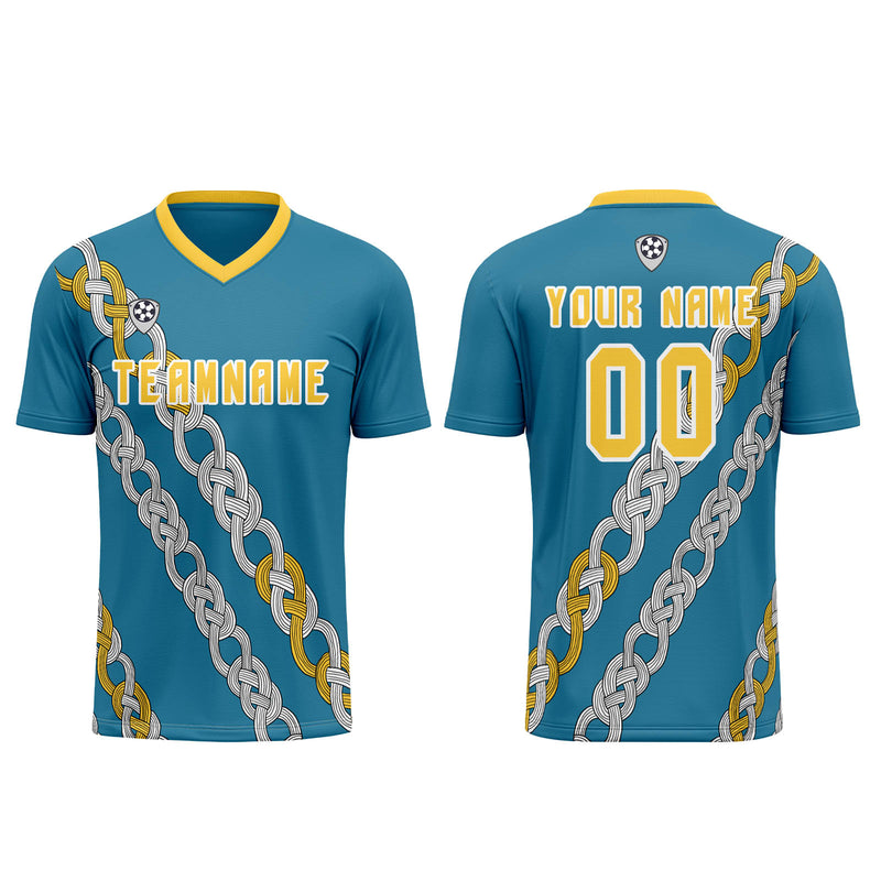 Custom Blue Yellow Soccer Jerseys for Men Women Personalized Soccer Uniforms for Adult and Kid