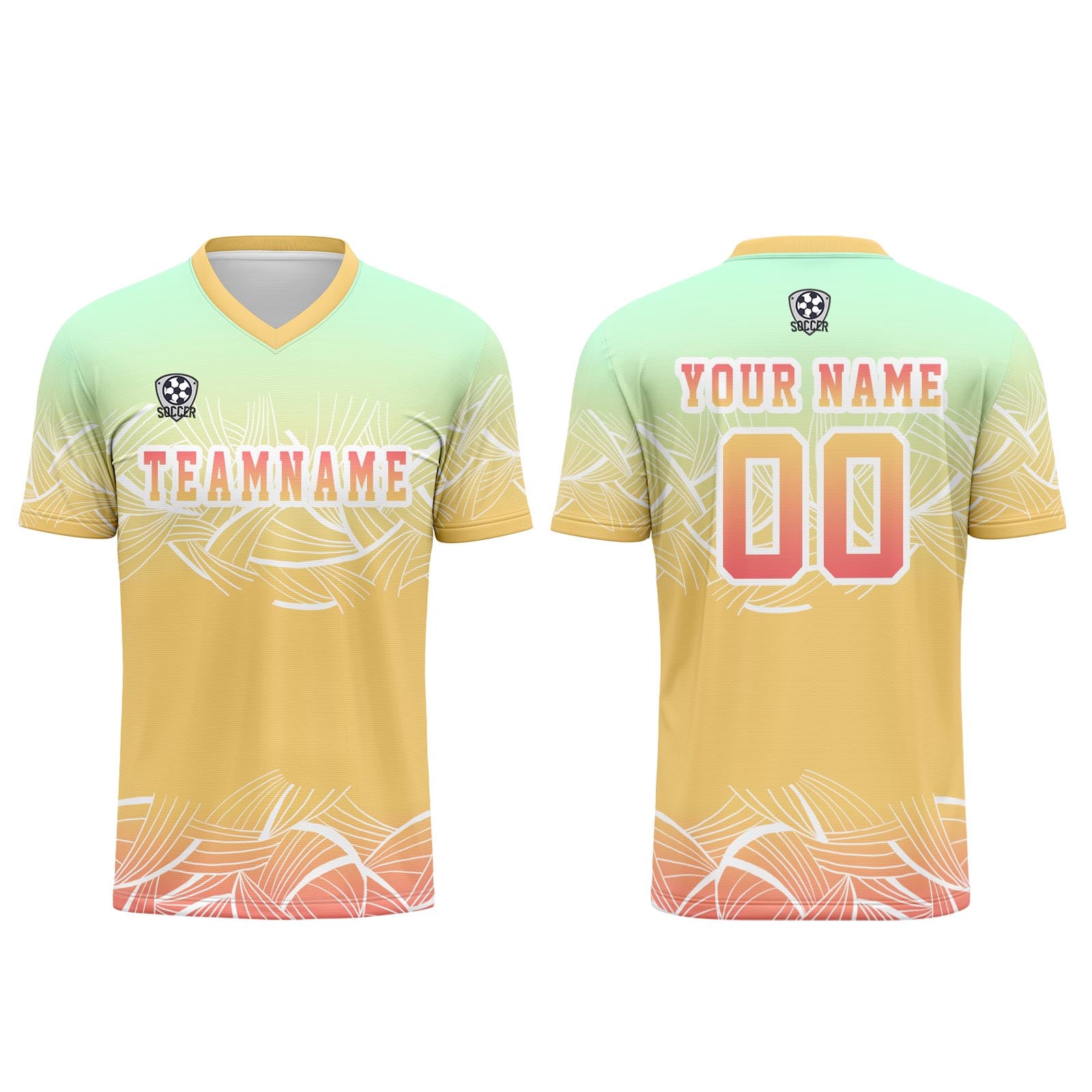 Custom Yellow Mint Green Jerseys for Men Women Personalized Soccer Uniforms for Adult and Kid enthsush