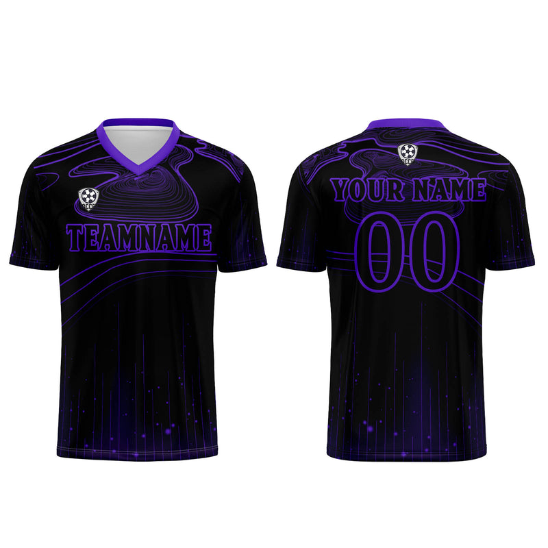 Custom Black Purple Soccer Jerseys for Men Women Personalized Soccer Uniforms for Adult and Kid