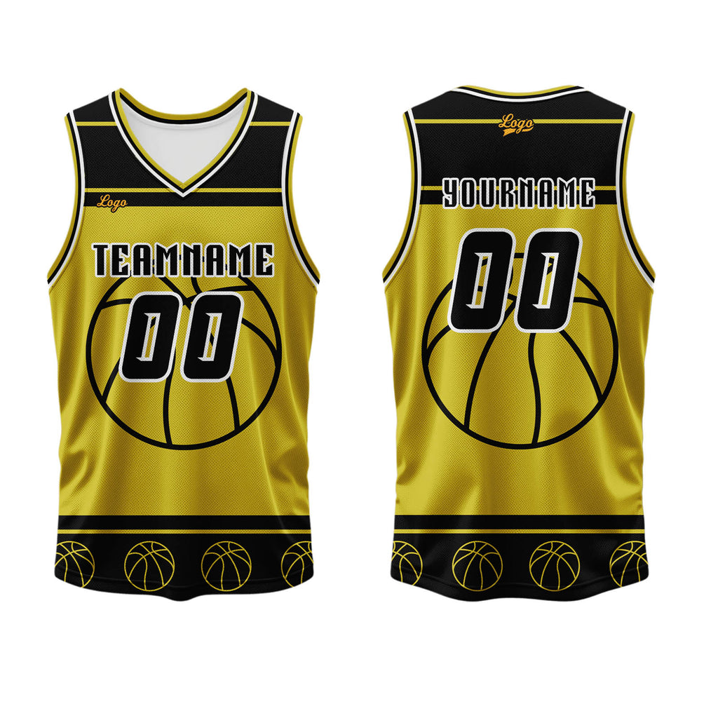 Custom Black Yellow Basketball Jersey Uniform Suit Printed Your Logo Name Number enthsush