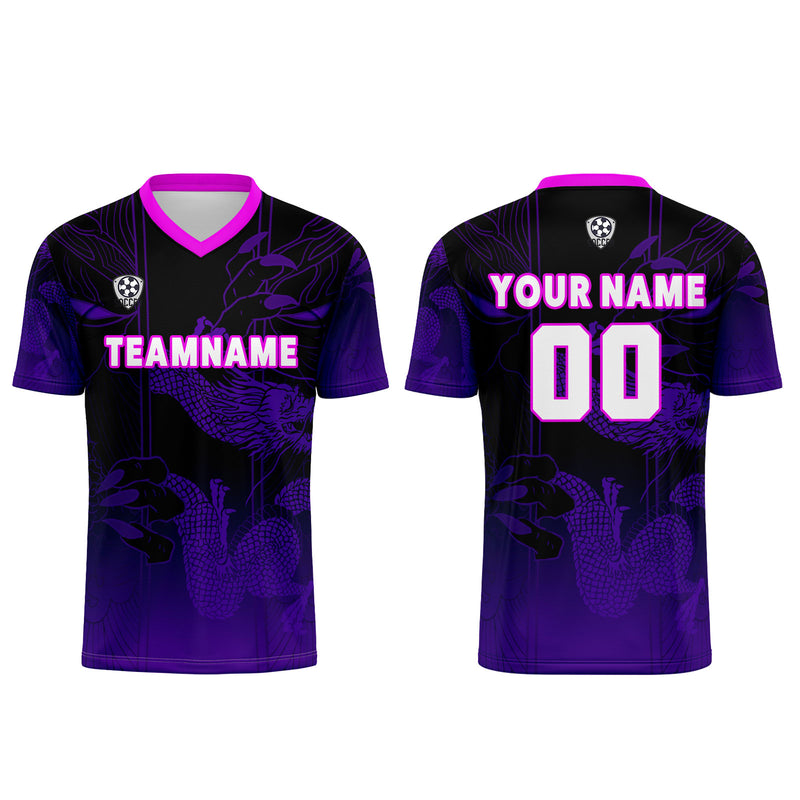 Custom Black Purple Jerseys for Men Women Personalized Soccer Uniforms for Adult and Kid