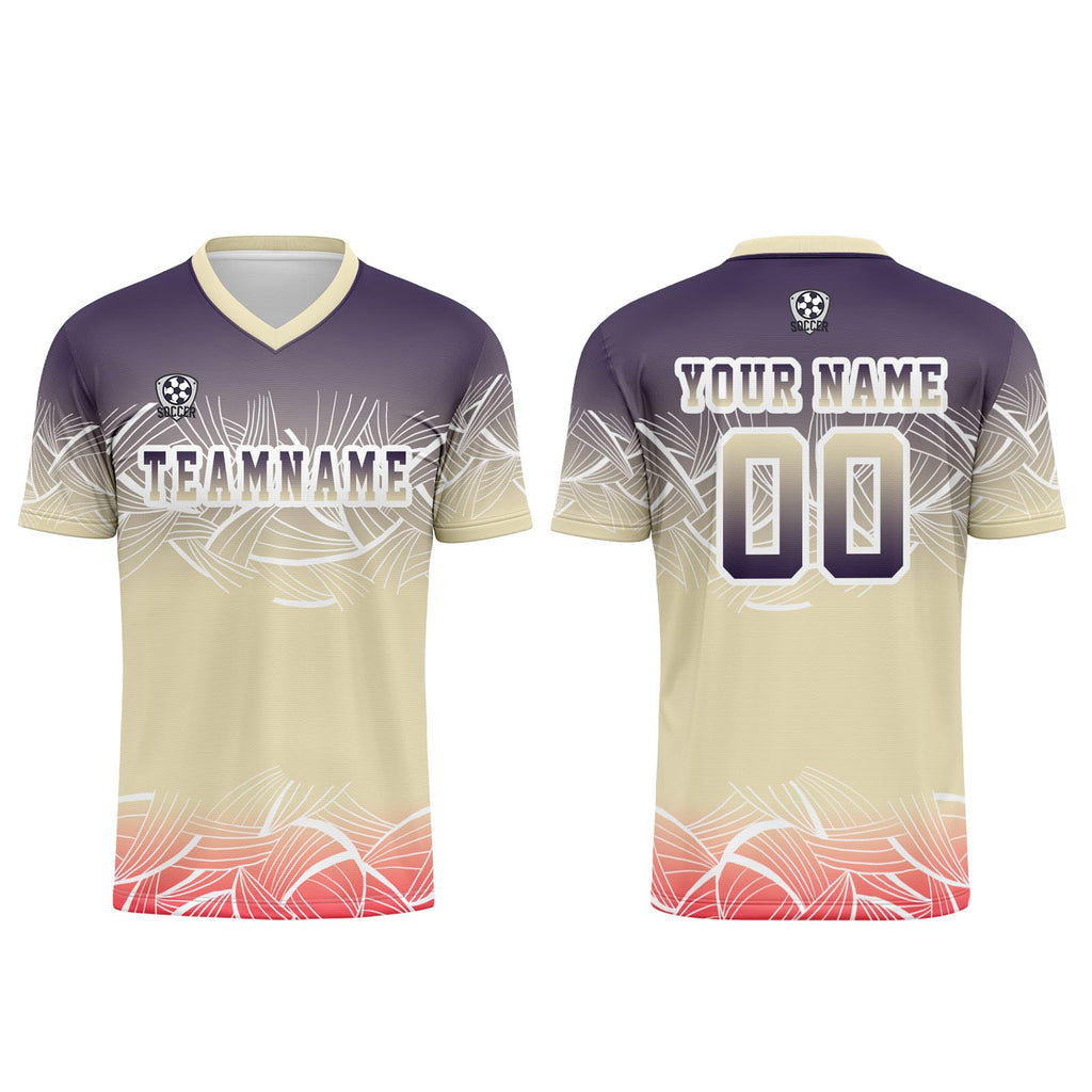Custom Beige Purple Jerseys for Men Women Personalized Soccer Uniforms for Adult and Kid enthsush