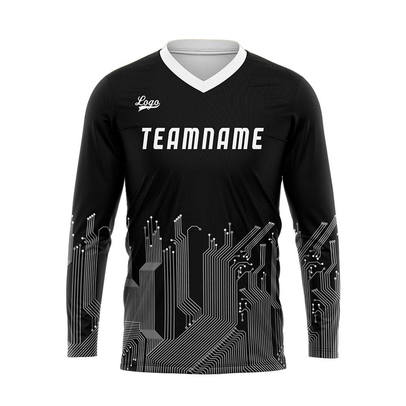 Custom Black White Basketball Soccer Football Shooting Long T-Shirt for Adults and Kids