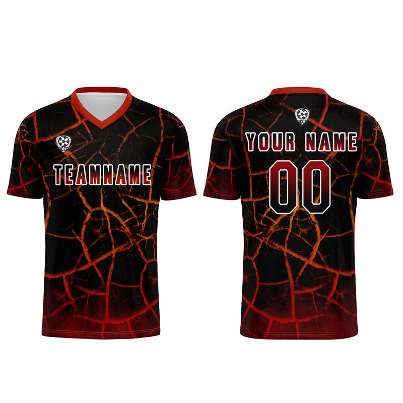 Custom Black Red Jerseys for Men Women Personalized Soccer Uniforms for Adult and Kid