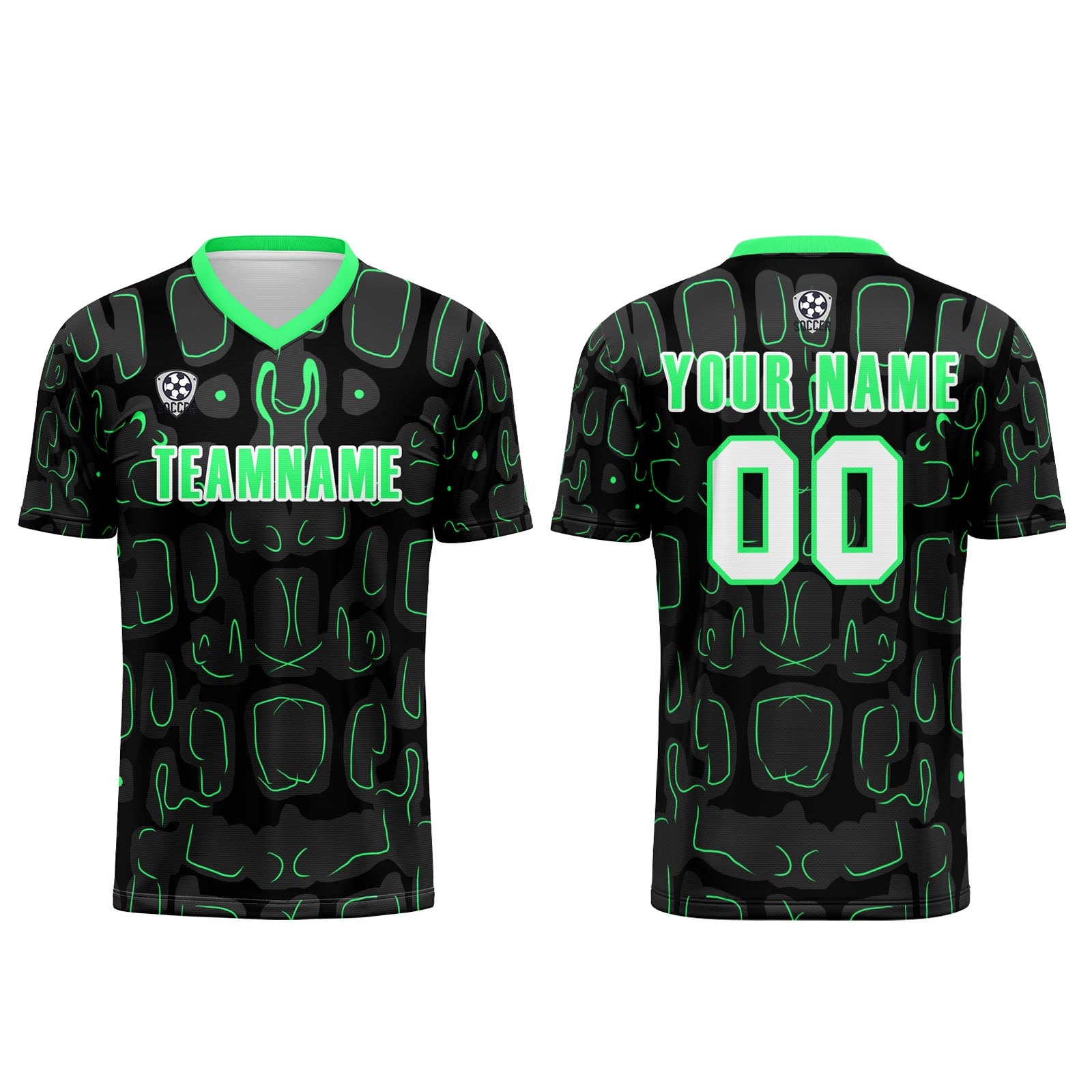 Custom Black Green Jerseys for Men Women Personalized Soccer Uniforms for Adult and Kid enthsush