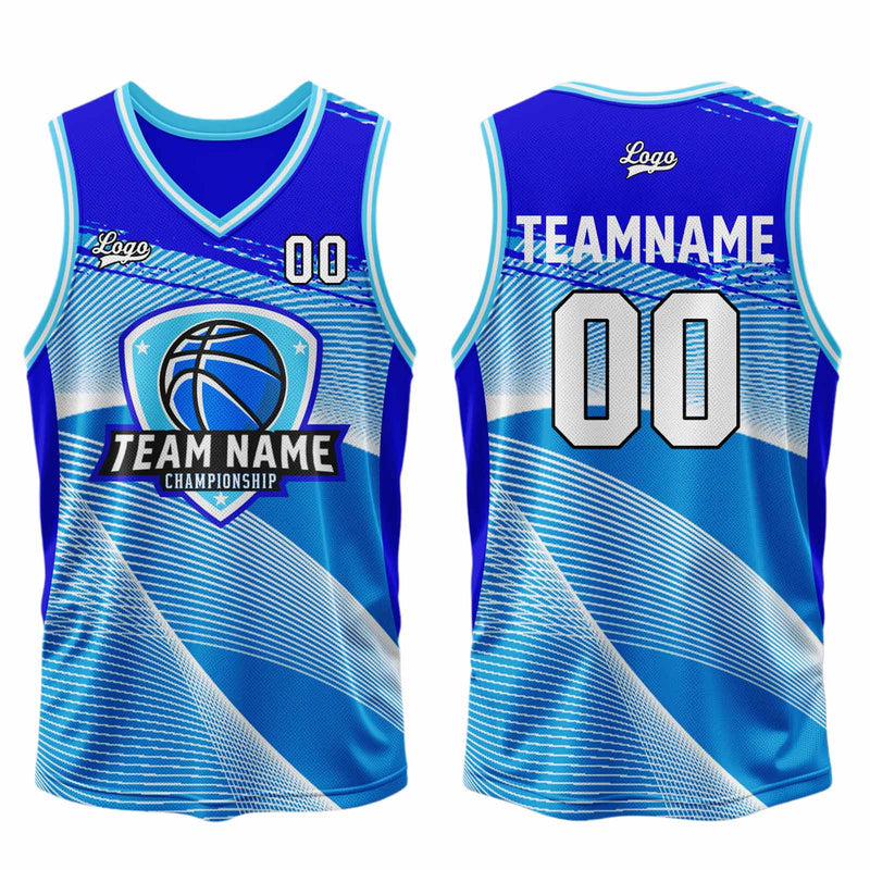 Custom Blue Basketball Jersey Uniform Suit Printed Your Logo Name Number