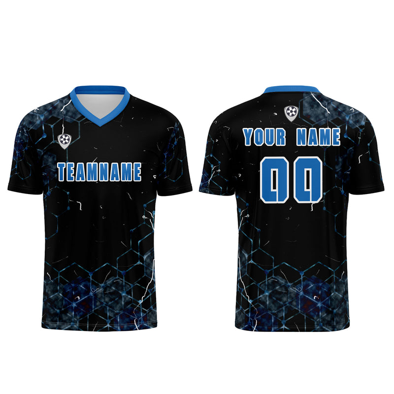 Custom Blue Jerseys for Men Women Personalized Soccer Uniforms for Adult and Kid