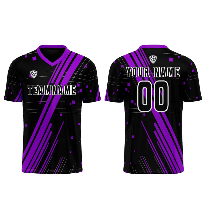Custom Black Purple Jerseys for Men Women Personalized Soccer Uniforms for Adult and Kid