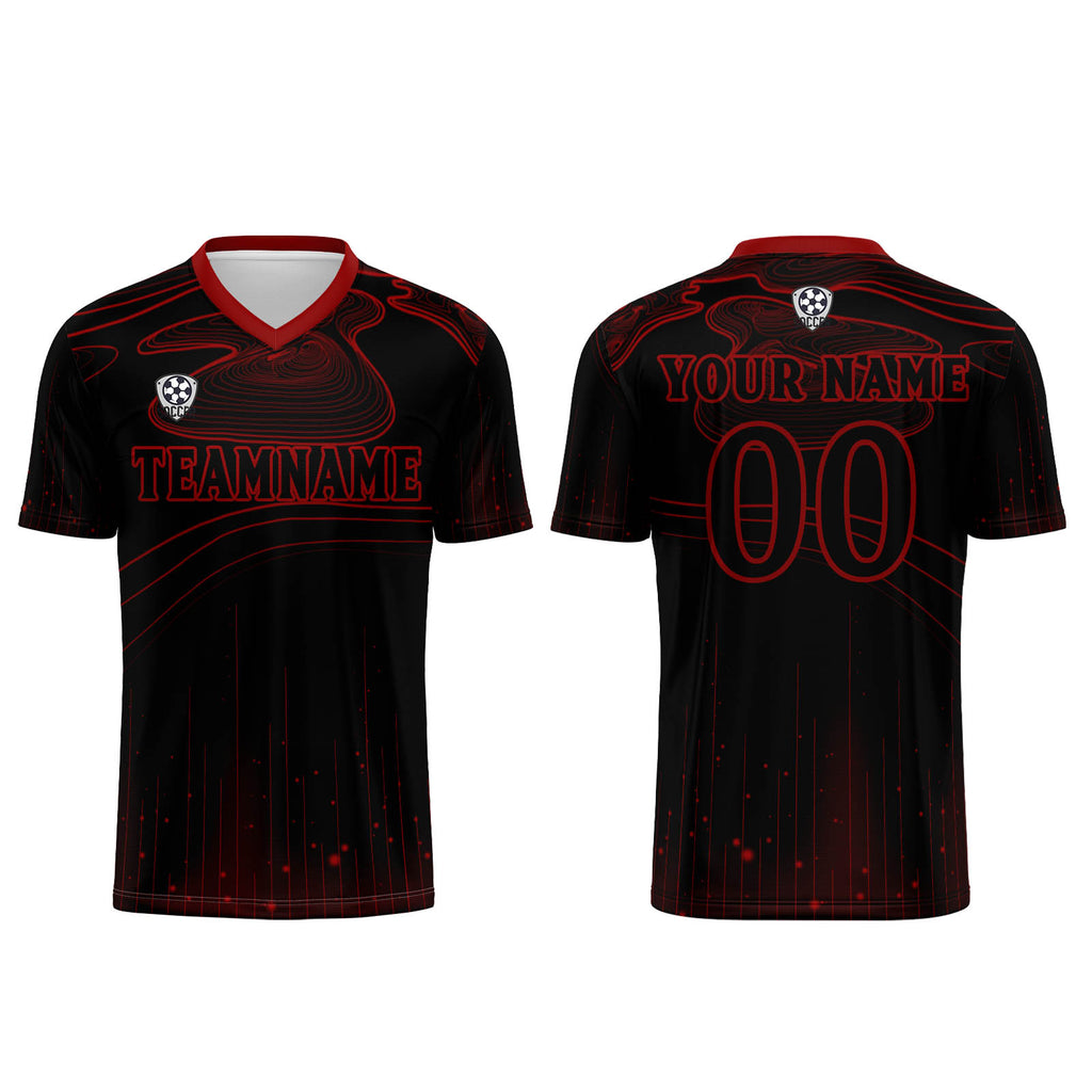Custom Black Red Soccer Jerseys for Men Women Personalized Soccer Uniforms for Adult and Kid enthsush