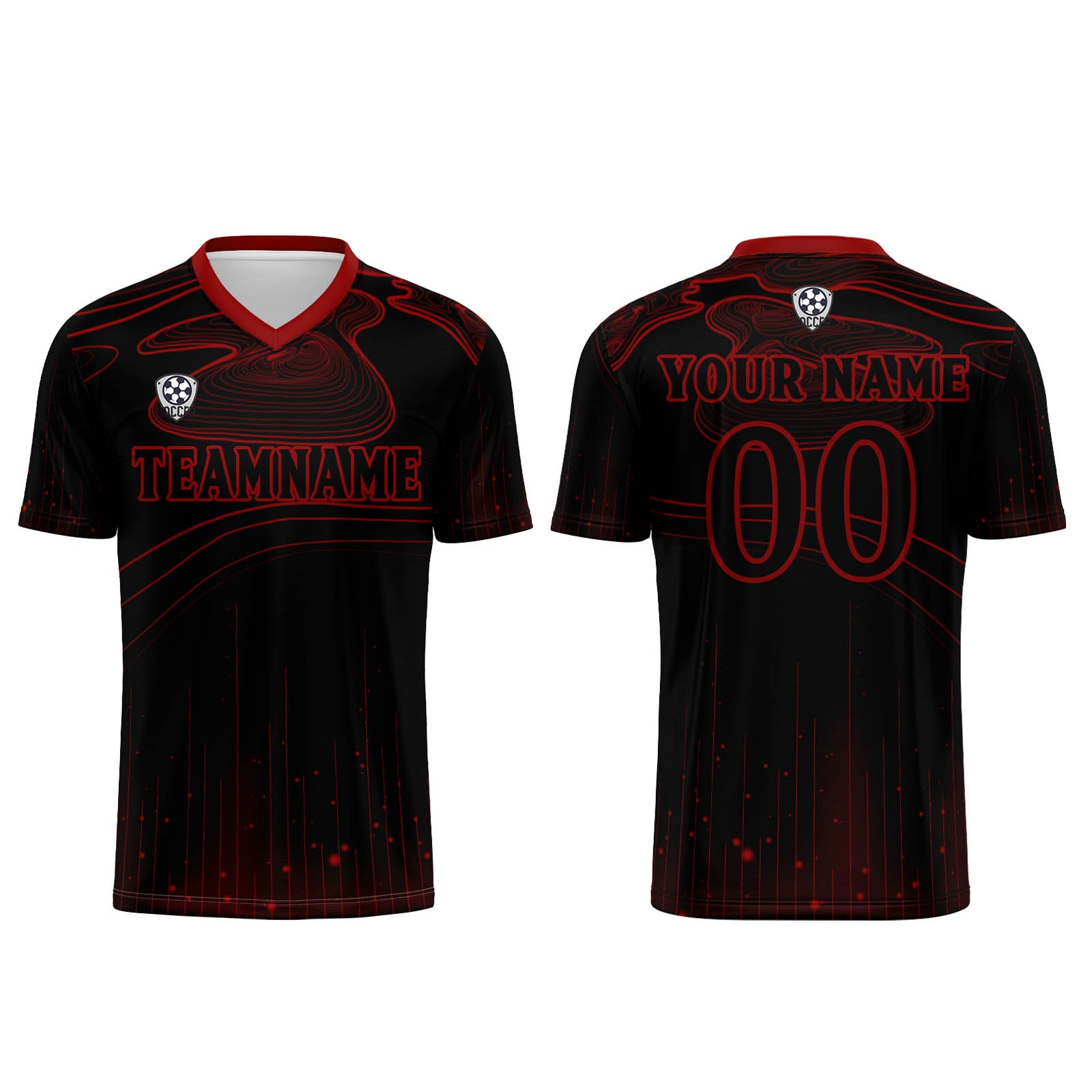 Custom Black Red Soccer Jerseys for Men Women Personalized Soccer Uniforms for Adult and Kid enthsush
