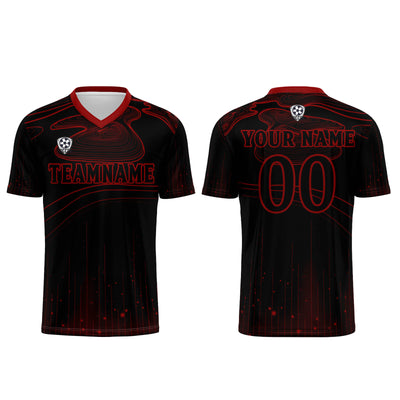 Custom Black Red Soccer Jerseys for Men Women Personalized Soccer Uniforms for Adult and Kid enthsush