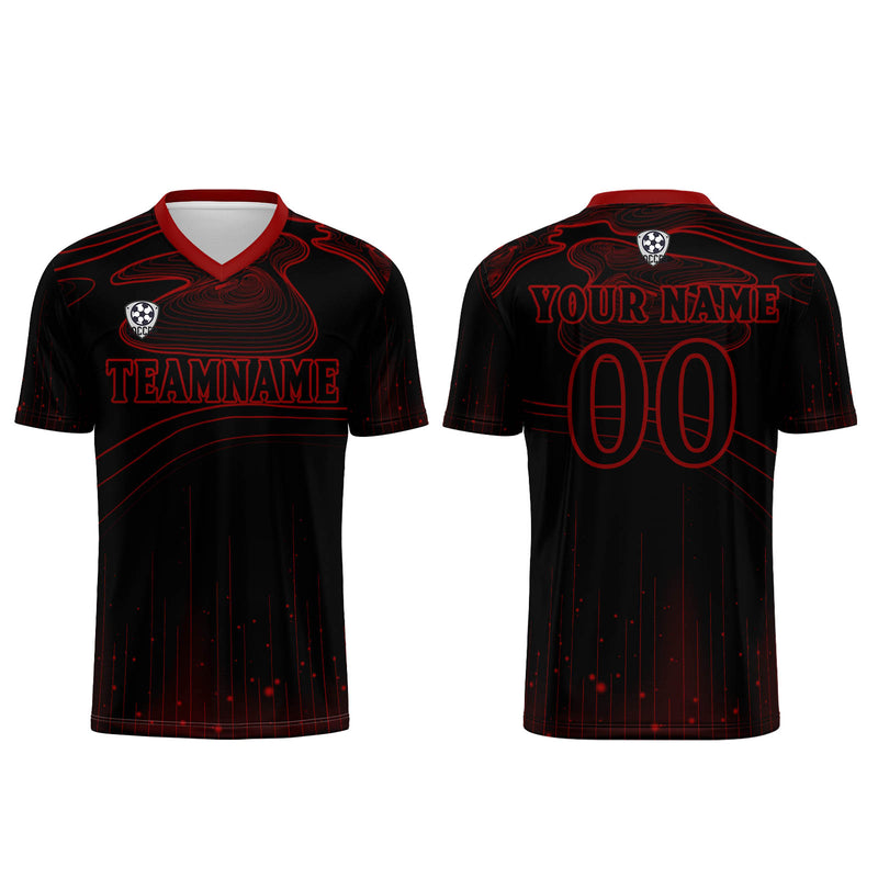 Custom Black Red Soccer Jerseys for Men Women Personalized Soccer Uniforms for Adult and Kid