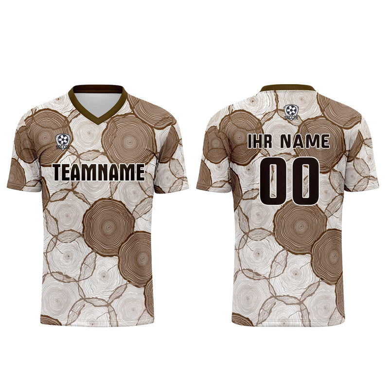 Custom White Brown Jerseys for Men Women Personalized Soccer Uniforms for Adult and Kid