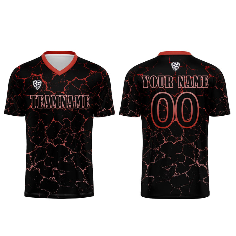 Custom Black Red Jerseys for Men Women Personalized Soccer Uniforms for Adult and Kid