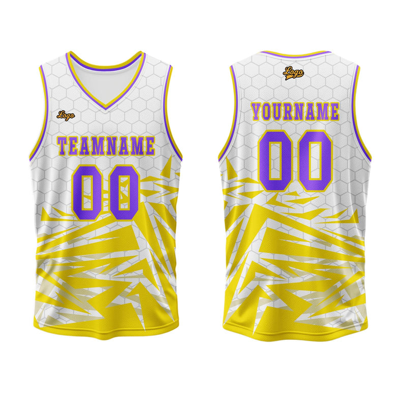 Custom Yellow Violet Basketball Jersey Uniform Suit Printed Your Logo Name Number