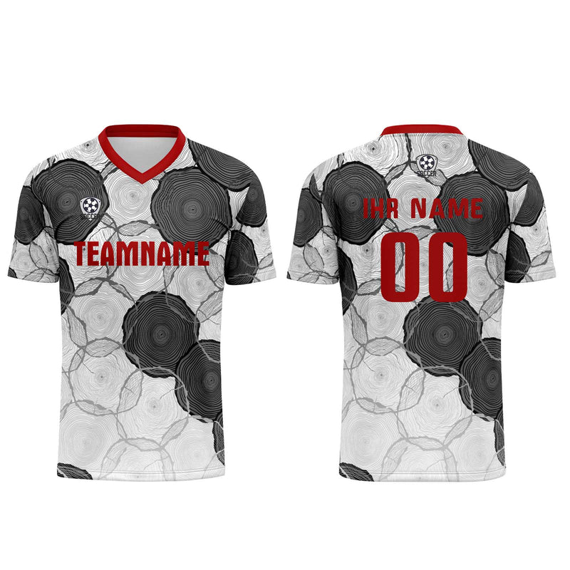 Custom White Red Gray Jerseys for Men Women Personalized Soccer Uniforms for Adult and Kid