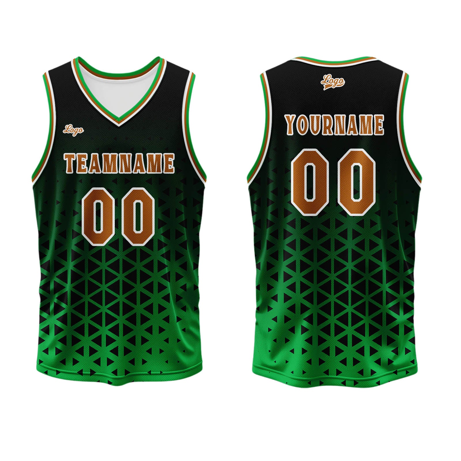 Custom  Green Brown Basketball Jersey Uniform Suit Printed Your Logo Name Number enthsush