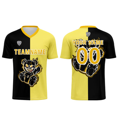 Custom Black Yellow Jerseys for Men Women Personalized Soccer Uniforms for Adult and Kid enthsush