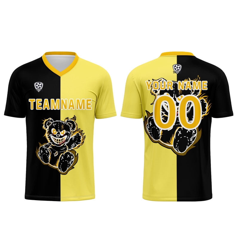 Custom Black Yellow Jerseys for Men Women Personalized Soccer Uniforms for Adult and Kid