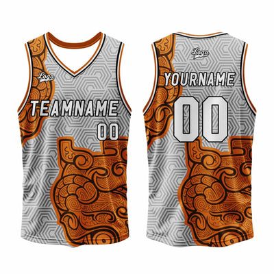 Custom Gray Orange Basketball Jersey Uniform Suit Printed Your Logo Name Number enthsush