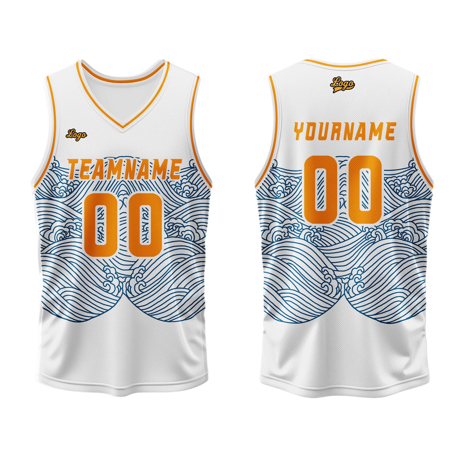 Custom White Blue Orange Basketball Jersey Uniform Suit Printed Your Logo Name Number enthsush